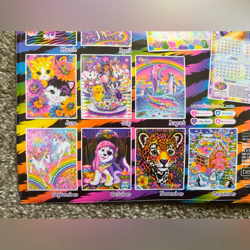 Lisa Frank Official 2020 12-Month Calendar Forrest Sasha & Shanti Tikanni Hunter